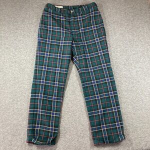 Vintage Orvis 100% Wool Tartan Plaid Chino Pants Mens 36 (fits 33X30) Green